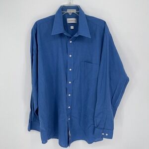 Alexander Lloyd Men's Vintage Blue Long Sleeve Button Up Dress Shirt Size 18T